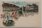 Kirchberg, Gruss aus (BE) - farbige Litho